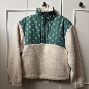Universal Thread Green/Teal & Cream 1/4 Zip Fleece Jacket, NWT